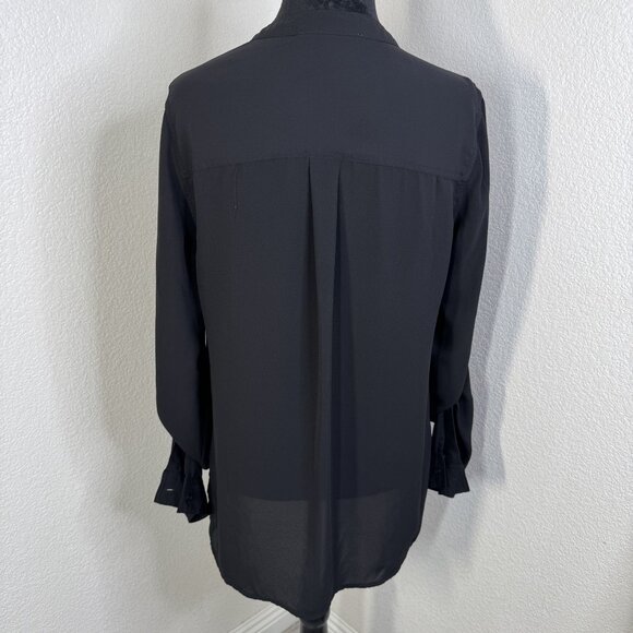 Michael Kors Womens Black Button-Front Long Sleeve Blouse M - Picture 3 of 5